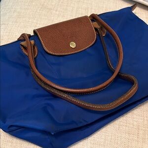 Longchamp Blue medium le Pliage Shoulder Bag needs TLC